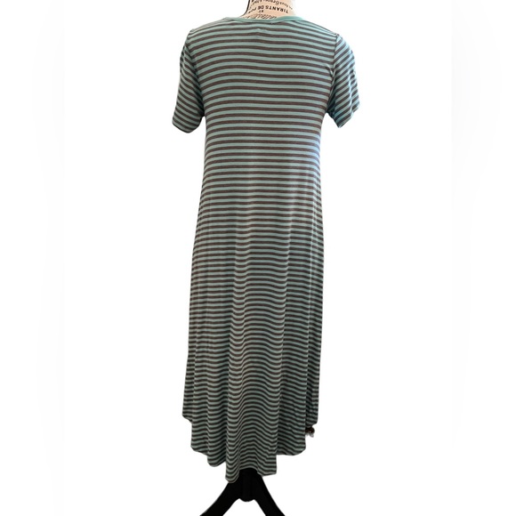 LuLaRoe Carly dress. Turquoise/Mint and Gray Stripes Size XS - Picture 3 of 8